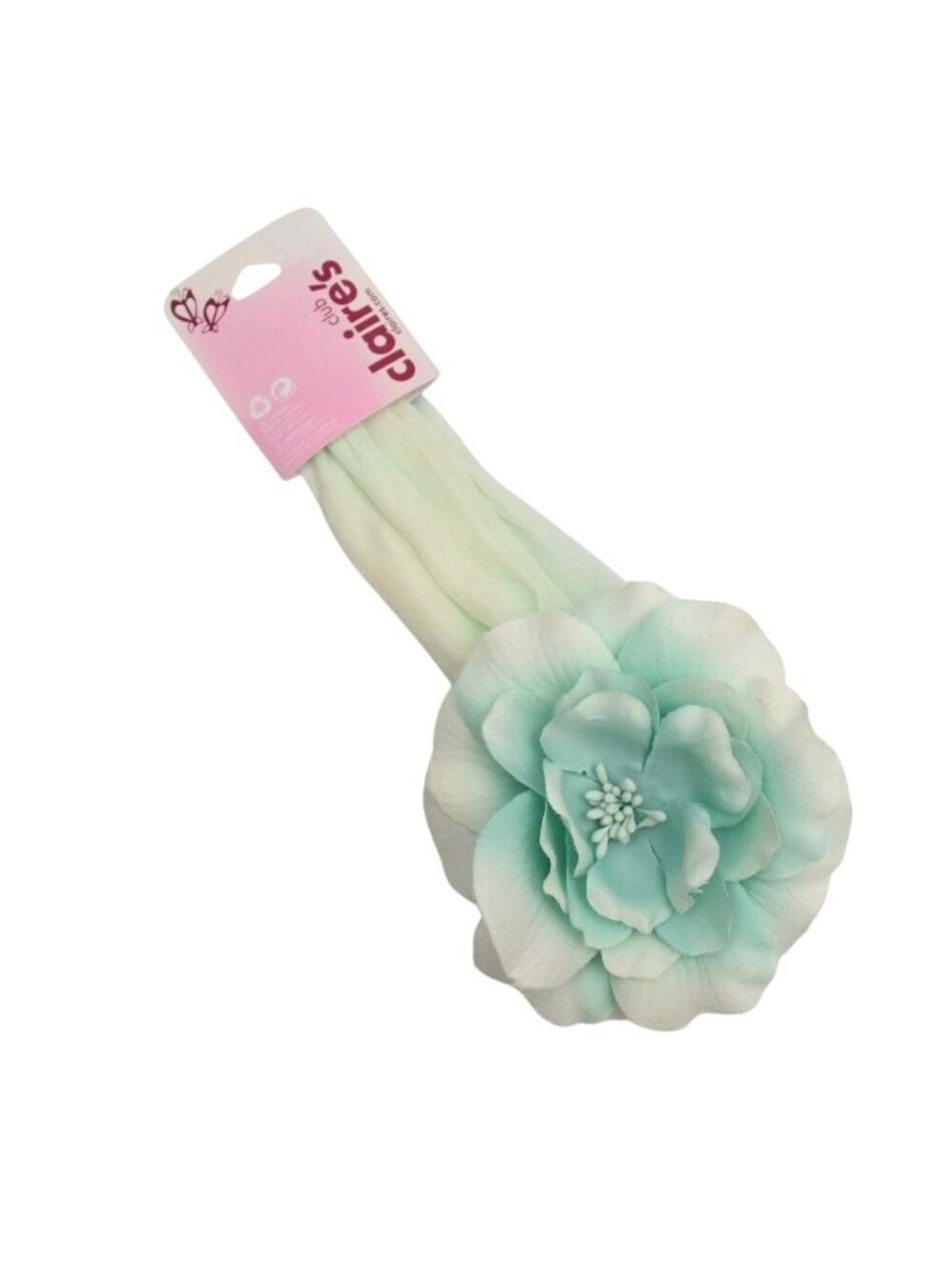 Claires Floral Headband Large Flower Stretchy Aqua Cream Y2K Cottagecore